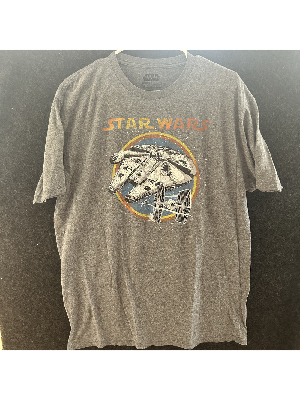Star Wars Graphic TShirt Lot of 2 Mens XL Millennium Falcon Grogu Baby Yoda Grey
